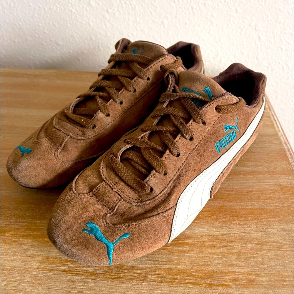 Puma Shoes Womens 8 Low Top Lace Up Comfort Sneakers 300449 Brown Suede Casual